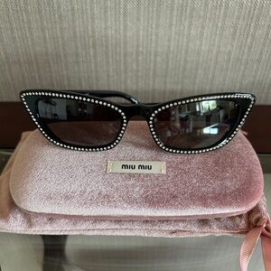 Miu Miu Black Crystal-Embellished Sunglasses